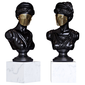 Bust Woman in Mask Figurine